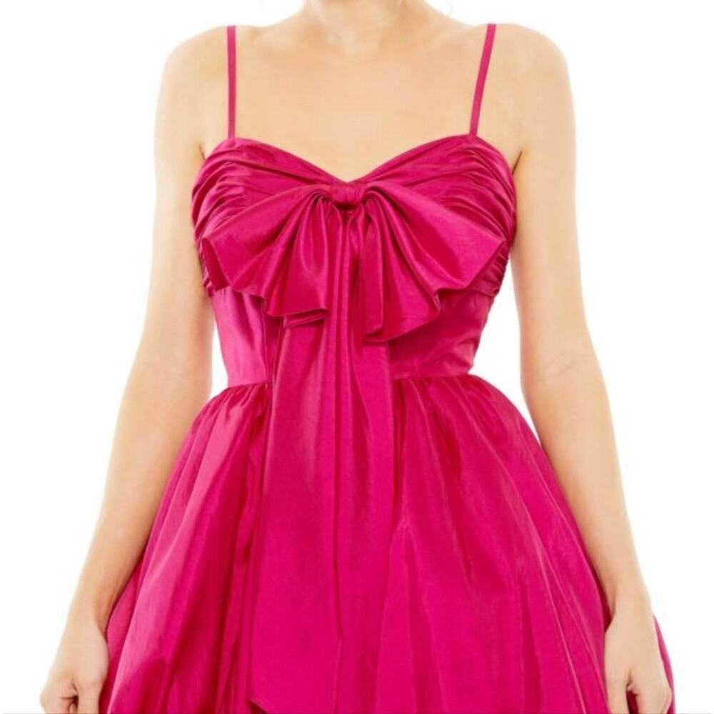 IEENA for Mac Duggal Central Bow Bubble Fuschia Pink Mini Dress Size 2 - Picture 3 of 13